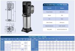Alarko PLD 4-6 - 2 HP 380 V Dikey Milli, Çok Kademeli Santrifüj Pompa