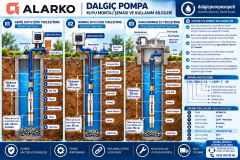 Alarko 4SDM4/14 Dalgıç Pompa Set Halinde - 50 mt Kablolu - Dijital Akıllı Panolu - Monofaze (220V)
