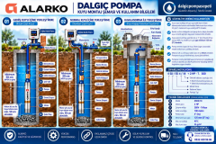 Alarko 4SD4/18 Dalgıç Pompa Set Halinde - 100 mt Kablolu - Dijital Akıllı Panolu - Trifaze (380V)