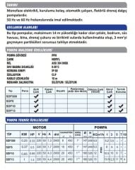 Sumak SDF300 Drenaj Dalgıç Pompa Monofaze (220V) - 0.33 Hp
