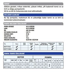 Sumak SDTY 100/2 Az Kirli Su Dalgıç Pompa Trifaze (380V) - 10 Hp