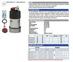 Sumak SDTV 40/2.5 Z Gömlek Soğutmalı Vortex Çarklı Drenaj Dalgıç Pompa Trifaze (380V) - 4 Hp