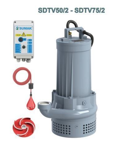 Sumak SDTV 50/2 Vortex Çarklı Foseptik Dalgıç Pompa Trifaze (380V) - 5.5 Hp