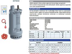 Sumak SDT 75/3Z Gövde Soğutmalı Drenaj Dalgıç Pompa Trifaze (380V) - 7.5 Hp