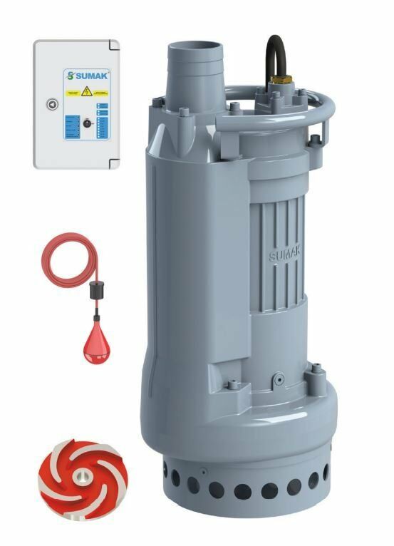 Sumak SDT 100/3Z Gövde Soğutmalı Drenaj Dalgıç Pompa Trifaze (380V) - 10 Hp