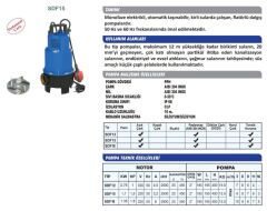 Sumak SDF 15 Açık Çarklı Foseptik Dalgıç Pompa Monofaze (220V) - 1.5 Hp