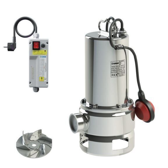 Sumak SDF 15/2 Komple Paslanmaz Foseptik Dalgıç Pompa Monofaze (220V) - 1.5 Hp