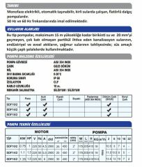 Sumak SDF 10/2 Vortex Çarklı Foseptik Dalgıç Pompa Monofaze (220V) - 1 Hp