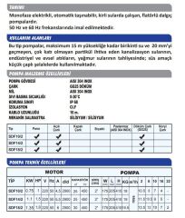 Sumak SDF 10/2 Vortex Çarklı Foseptik Dalgıç Pompa Monofaze (220V) - 1 Hp