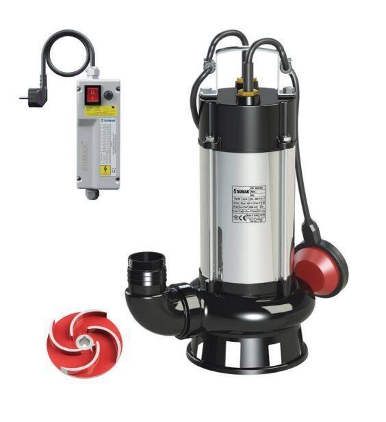 Sumak SDT 18/2 Vortex Çarklı Foseptik Dalgıç Pompa Trifaze (380V) - 1.8 Hp