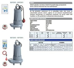 Sumak SDF 20/2 Döküm Foseptik Dalgıç Pompa Monofaze (220V) - 2.2 Hp