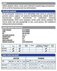 Sumak SDTV 50/4 Döküm Foseptik Dalgıç Pompa -1450 d/d Trifaze (380V) - 5.5 Hp