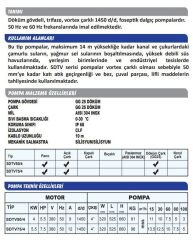 Sumak SDTV 75/4 Döküm Foseptik Dalgıç Pompa -1450 d/d Trifaze (380V) - 7.5 Hp