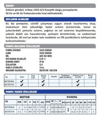 Sumak SDTB 75/4 Döküm Foseptik Dalgıç Pompa - 1450 d/d - Trifaze (380V) - 7,5 HP