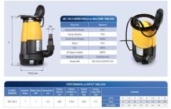 Alarko Diamond MC750E  - 1 Hp - 220 V Plastik Gövdeli Atık Su Dalgıç Pompa