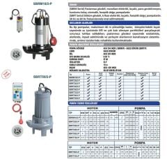 Sumak SBRT 40/2-P Parçalayıcı Bıçaklı Foseptik Dalgıç Pompa Trifaze (380V) - 4 Hp