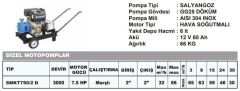 Sumak SMKT750/2 D Dizel Motopomp - 7.5 Hp - 66 mss  m³/h