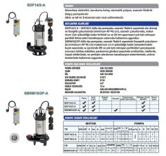 Sumak SDF 14/2-A Asansör Flatörlü Foseptik Dalgıç Pompa Monofaze (220V) - 1.5 Hp