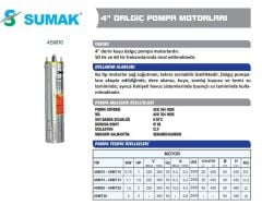 Sumak 4SMT30 4'' Dalgıç Pompa Motoru Trifaze (380V) - 3 Hp