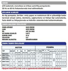 Sumak SMKT300/2-S Çift Kademeli Sıcak Su Santrifüj Pompa Trifaze (380V) - 3 Hp