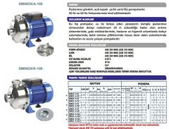 Sumak SMINOX/K-100T-S Paslanmaz Sıcak Su Santrifüj Pompa Trifaze (380V) - 1 Hp