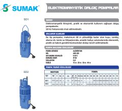 Sumak SD 2 Titreşimli Dalgıç Pompa 250 W - 30 mt. kablolu