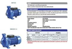 Sumak SM150 Santrifüj Pompa Monofaze (220V) - 1.5 Hp