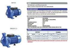 Sumak SM150 Santrifüj Pompa Monofaze (220V) - 1.5 Hp
