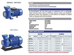 Sumak SMT 1500/4 Santrifüj Pompa Trifaze (380V) - 15 Hp