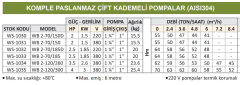 Water Sound WB 2-70/150 - 2 Hp - 380V Komple Paslanmaz Çelik Çift Kademeli Santrifüj Pompa
