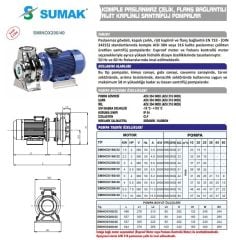 Sumak SMINOX200/32 Komple Paslanmaz Çelik, Flanş Bağlantılı Santrifüj Pompa Trifaze (380V) - 4 Hp