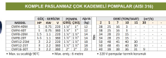 Varan Pompa CMF4-40T - 1 Hp - 380V - Komple Paslanmaz Yatay Kademeli Santrifüj Pompa